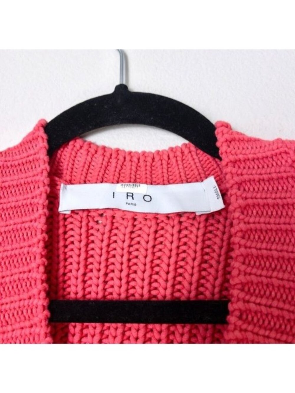 NEW IRO Arwy Chunky Cable Oversized V-Neck Sweater S 3D Knit Bubblegum Pink - Picture 6 of 13
